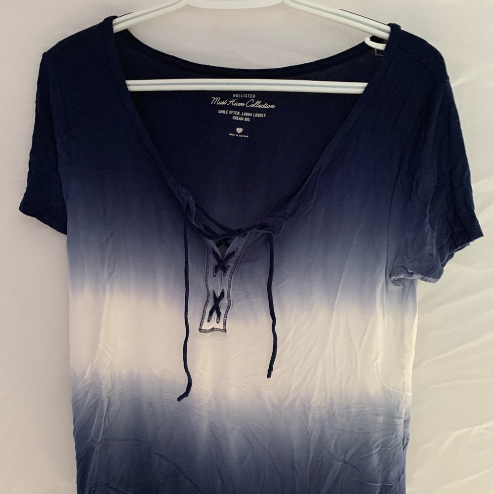 Navy Blue/White Gradient Tie Tee